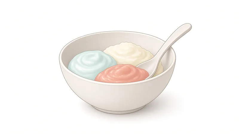 Clinical illustration of a bowl of soft foods with a spoon