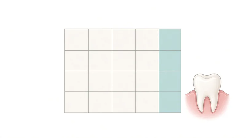 Illustration of a blank monthly calendar with one column highlighted, beside a tooth